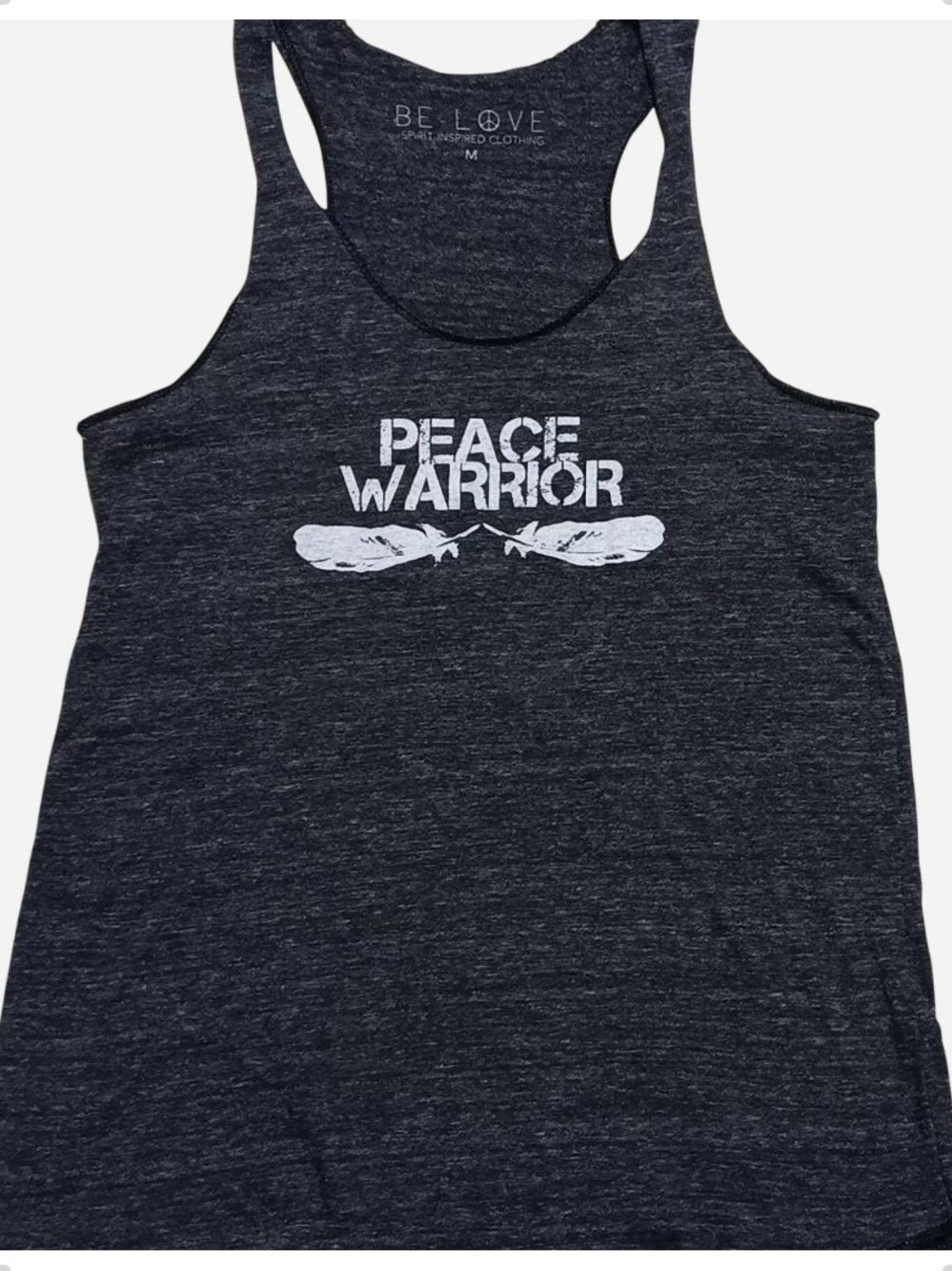 Be Love 'Peace Warrior' Heather Gray Racer Back Tank